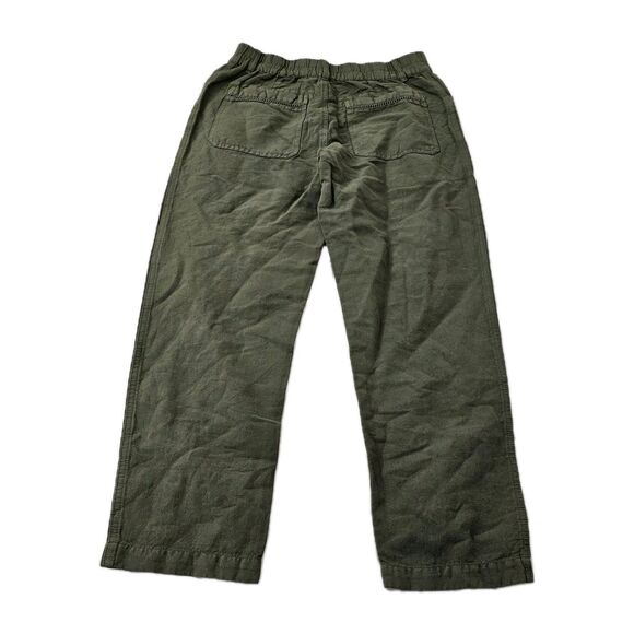 Sundance Rivera Pants 10 Green Straight Leg Linen Cotton High-Rise Button Fly - Picture 6 of 9